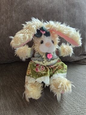 Fine Toy Co Bunny Rabbit with Backpack Plush with Sweater Floral Green Skirt
